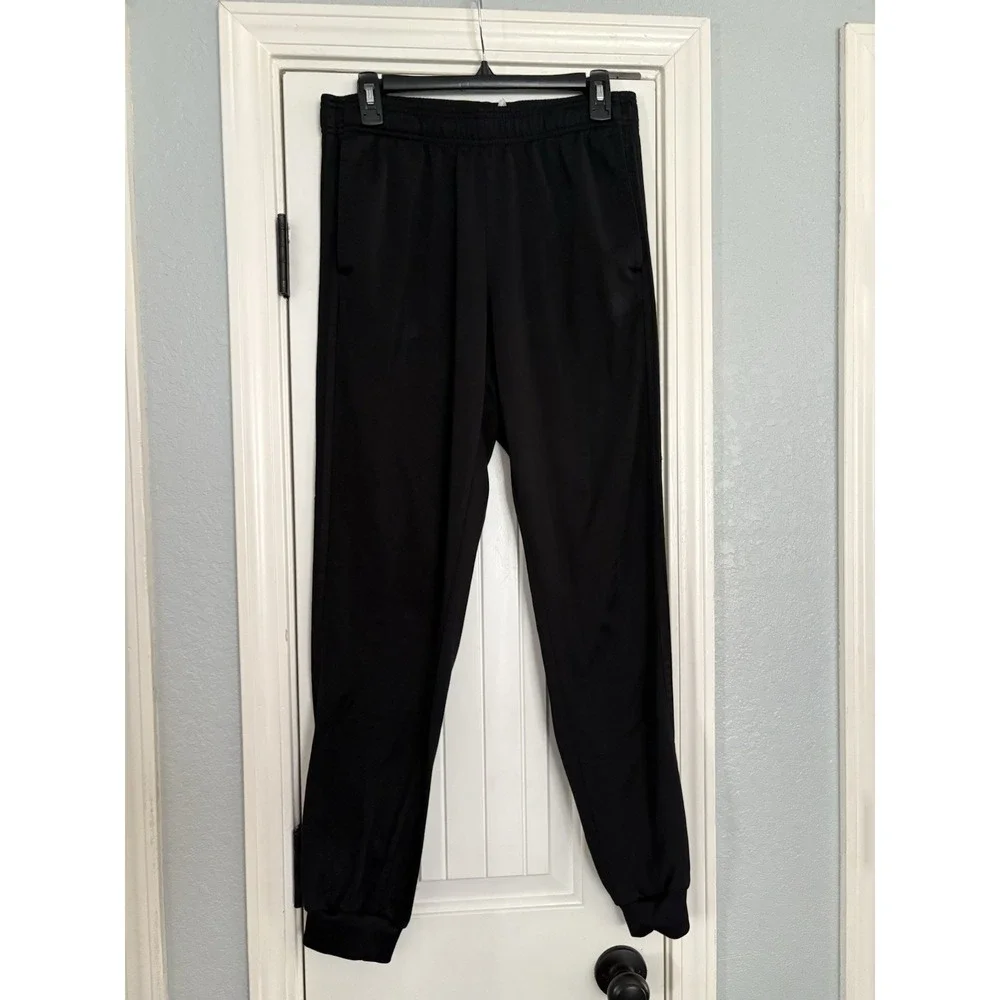 Adidas Track Pants Mens Medium Black Excellent Tonal Stripes Joggers